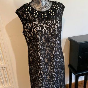 Black and White Lace beaded dress